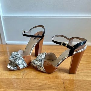 Joan and David Snake Ankle Strap Heeled Sandals